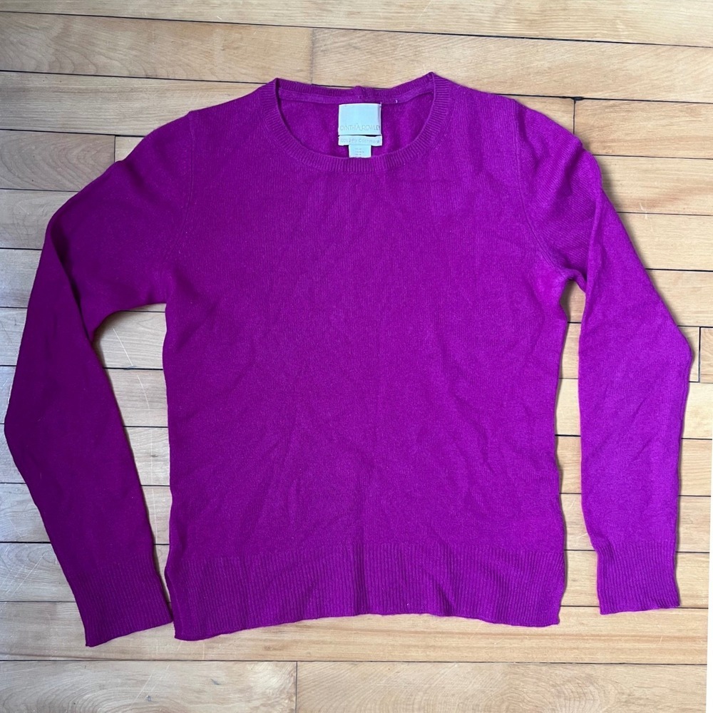 Cynthia Rowley Magenta 100% 2ply Cashmere Crewneck Sweater Long Sleeve Small